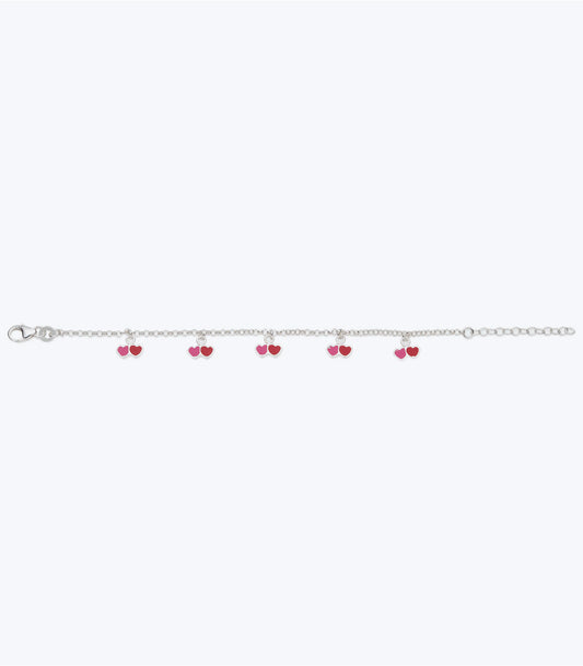 Baby Enamel Double Heart Charm Bracelet - LMSB 029