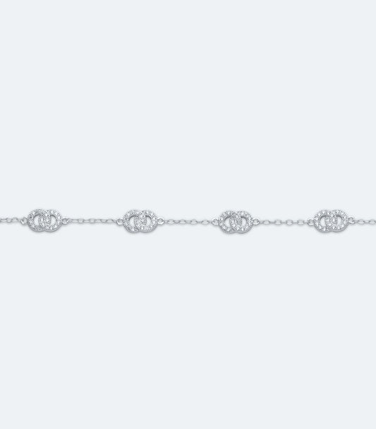 Fancy Silver Bracelet with CZ - SKBR 004