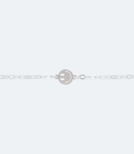 Sterling Silver Anklet With Stationed Smiley Faces - SSAK 003