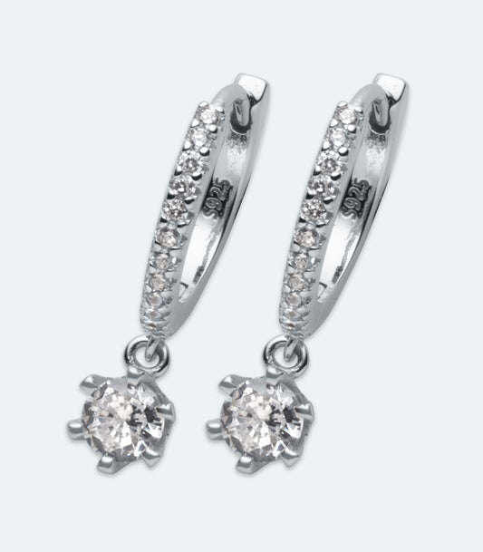 5 Claw CZ Charm Huggie Earrings - SSER 455
