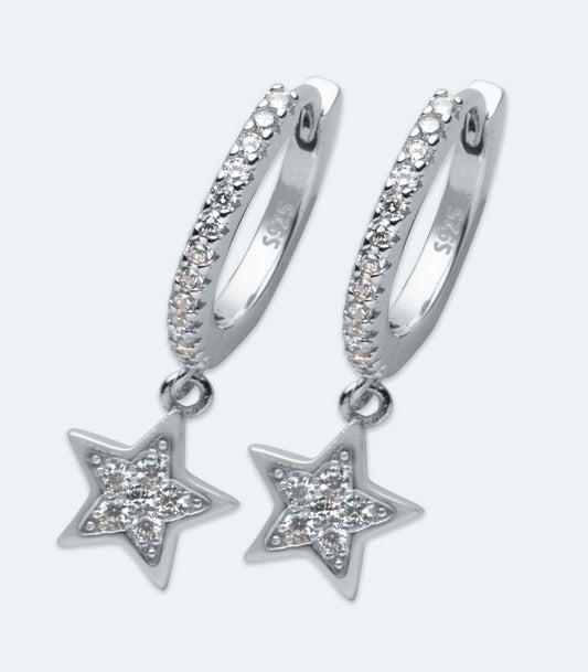 Star CZ Charm Huggie Earrings - SSER 459