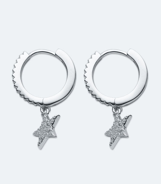 Star CZ Charm Huggie Earrings - SSER 460