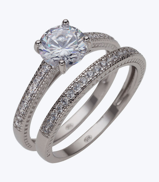 Fancy CZ Wedding Set Ladies Ring - SSRG 402