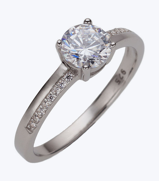 Solitaire with Eternity Band CZ Ladies Ring