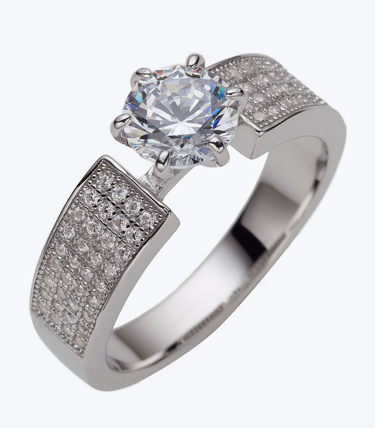 Solitaire with Eternity Bands CZ Ladies Ring - SSRG 409