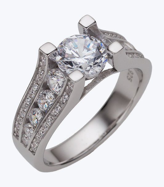 Sunken Solitaire CZ Ladies Ring - SSRG 415