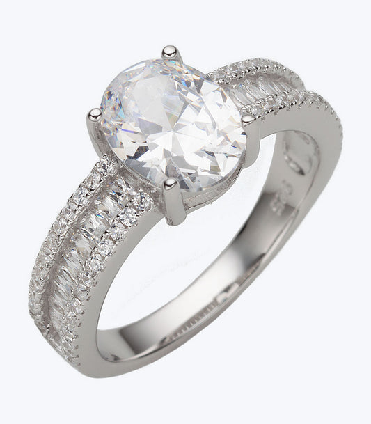 Solitaire Oval CZ Ladies Ring