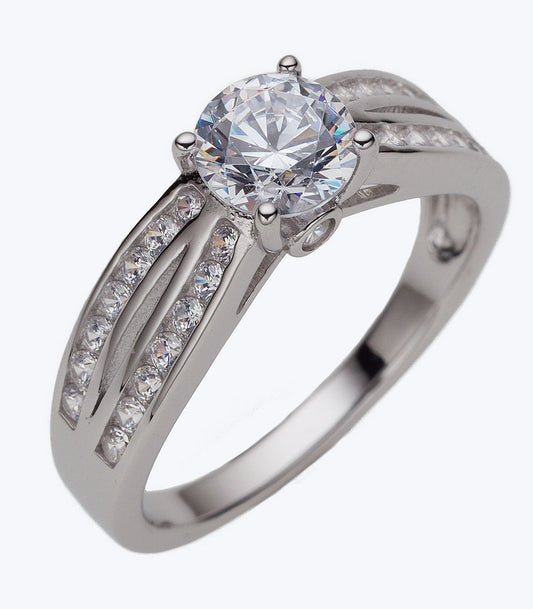 Solitaire with Eternity Band CZ Ladies Ring - SSRG 425
