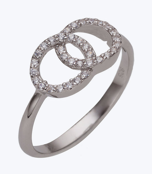 Interlocked Rings CZ Ladies Ring - SSRG 428