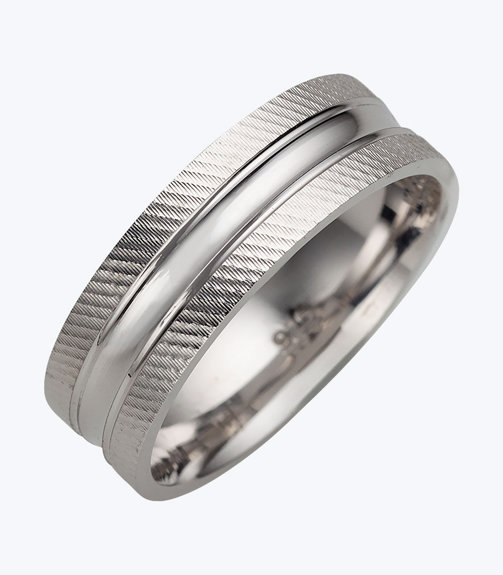 Silver Gents Ring with Band and Carved Design - SSRGG 014