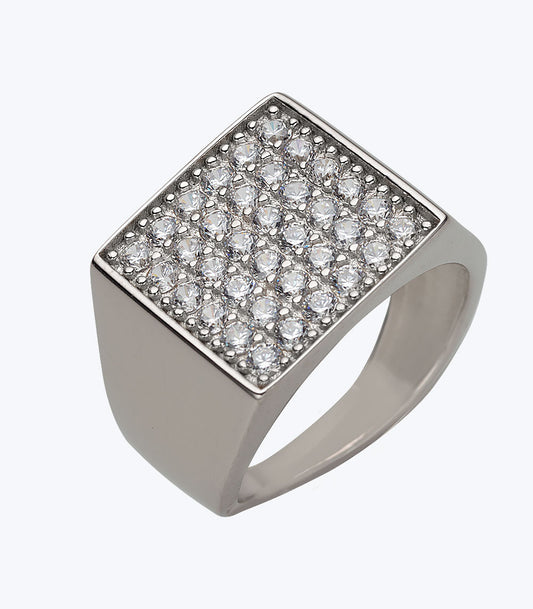 Gents Ring with Cubic Stone Shield