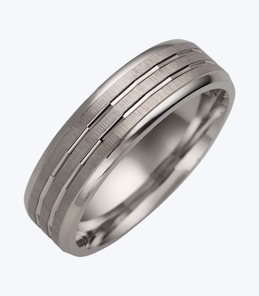 Gents Ring with 2 Carved Lines