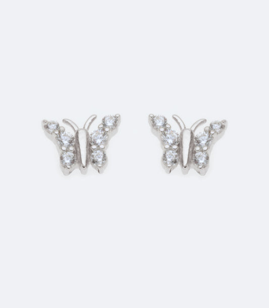Butterfly Shaped 063 Stud Earrings With Cubic Zirconia