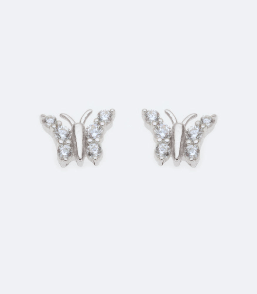 Butterfly Shaped 063 Stud Earrings With Cubic Zirconia