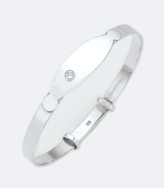 Silver Baby Bangle with CZ