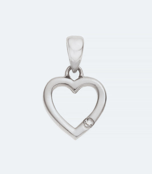 Silver Open Heart CZ Pendant