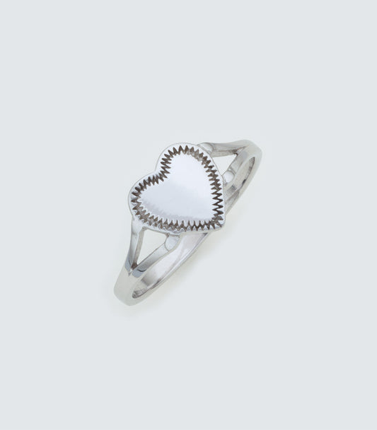 Heart Shaped 007 Silver Rhodium Ring
