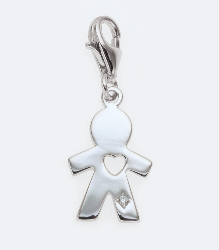 Boy Sterling Silver Charm With Cubic Zirconia - SSCM 023