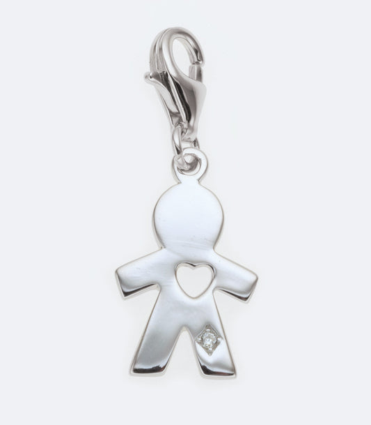 Boy Sterling Silver Charm With Cubic Zirconia