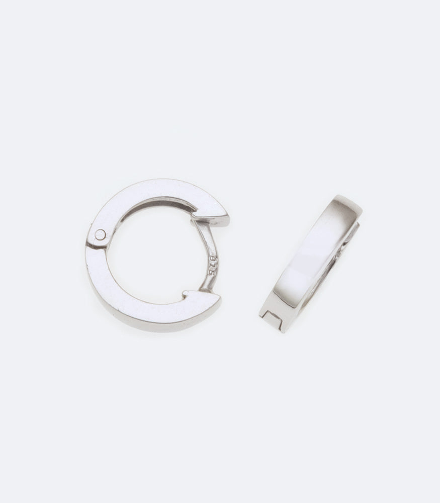 Sterling Silver Rhodium Huggie Earrings - SSER 036