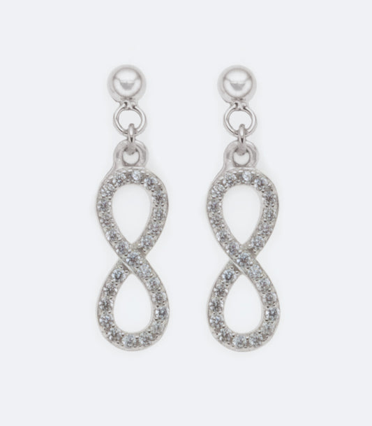 Infinity - Plain  Cubic Zirconia Stud 201 Silver Earrings