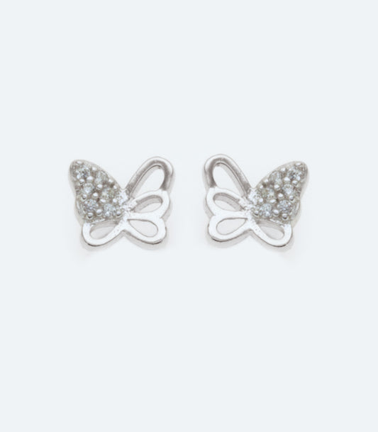 Butterfly Shaped 214 Stud Earrings With Cubic Zirconia