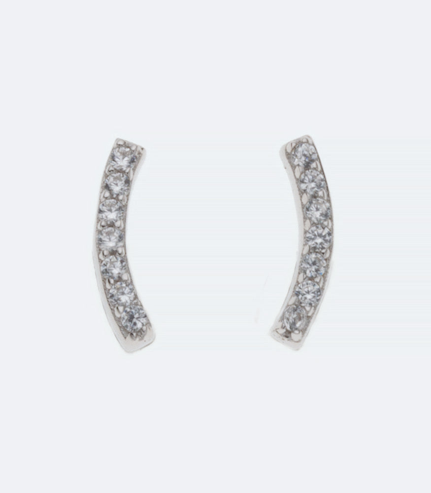 Cubic Zirconia Crest Silver Earrings - SSER 343