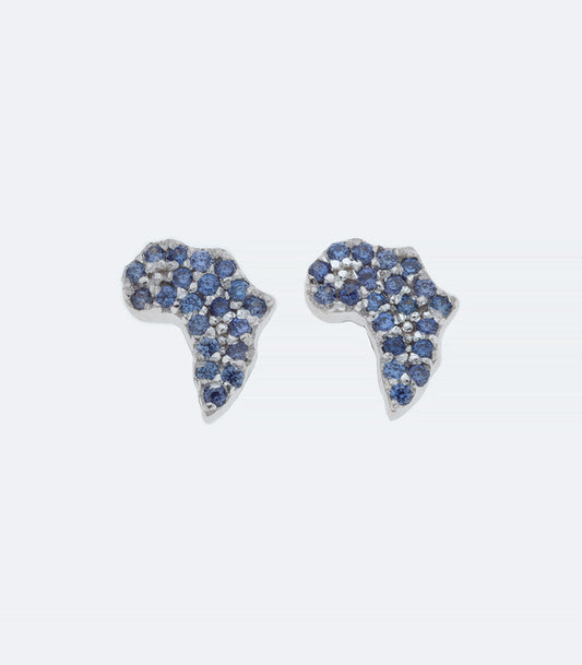 Tanzanite CZ Map of Africa Silver Earrings - 374