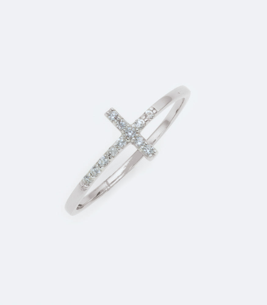 Cross Sterling Silver Ring With Cubic Zirconia - SSRG 205