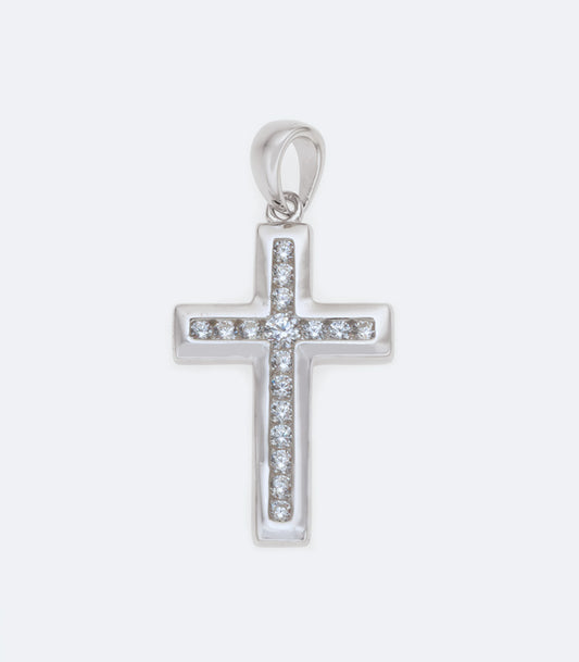 Cross 011 Sterling Silver Pendant With Cubic Zirconia