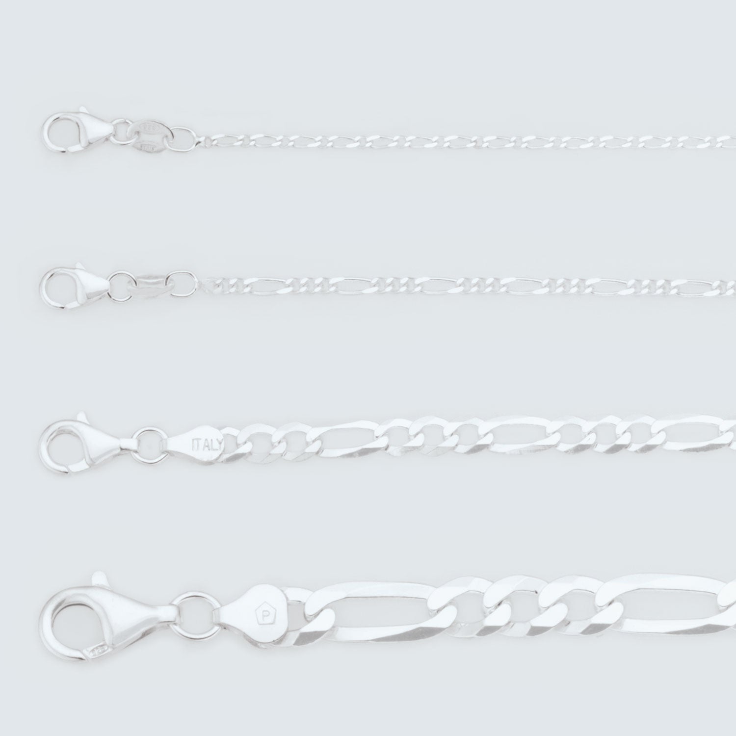 Sterling Silver Figaro Chains and Bracelets