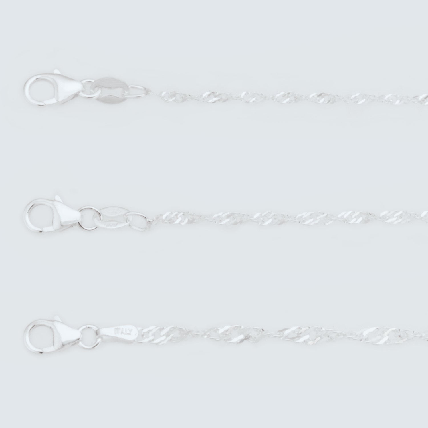 Sterling Silver Singapore Chains and Bracelets