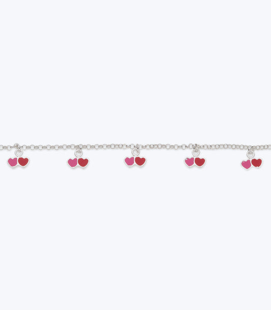 Baby Enamel Double Heart Charm Bracelet - LMSB 029