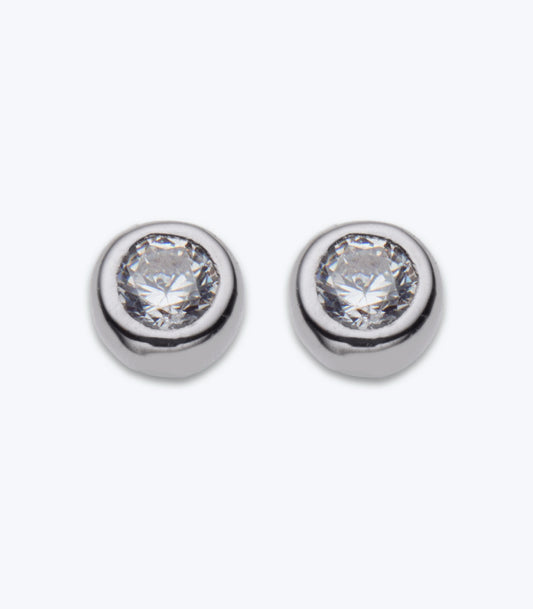 3mm Cubic Zirconia Tube Stud Earrings - LMSE 014