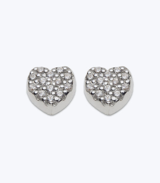 Cubic Zirconia Heart Stud Earrings - LMSE 017