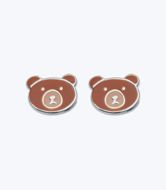 Enamel Bear Face Stud Earrings - LMSE 032