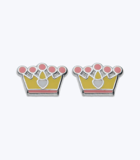 Enamel Crown Stud Earrings - LMSE 034