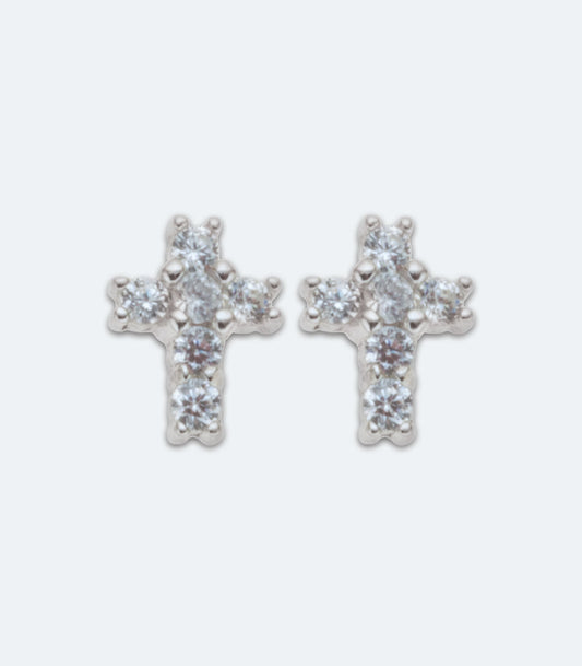 Small CZ Cross Stud Earrings - LMSE 047