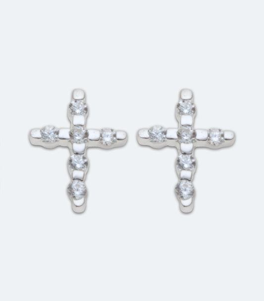 Small CZ Cross Stud Earrings - LMSE 048