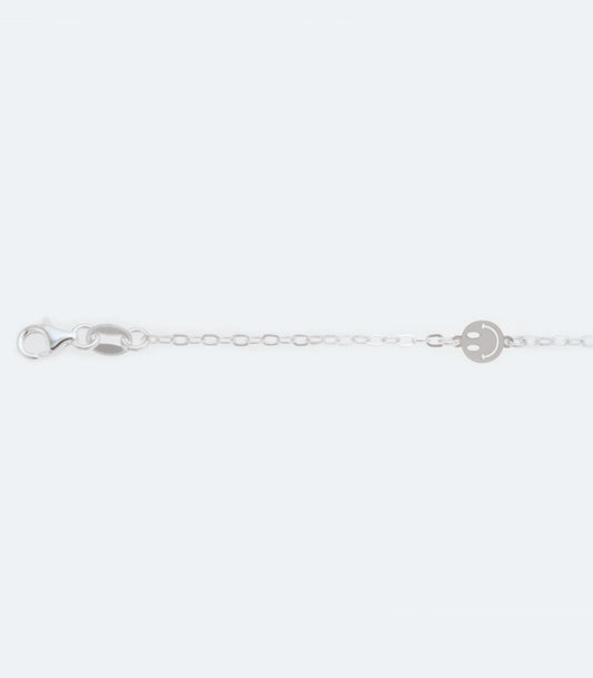 Sterling Silver Anklet With Stationed Smiley Faces - SSAK 003