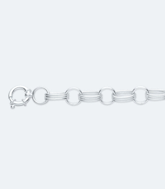 Fancy Wide Round Triple Link Bracelet - SSBR 259