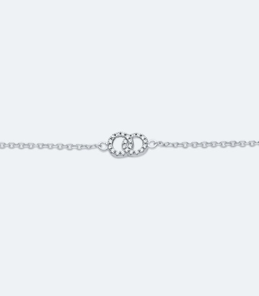 Double Cubic Zirconia Circle Bracelet - SSBR 273