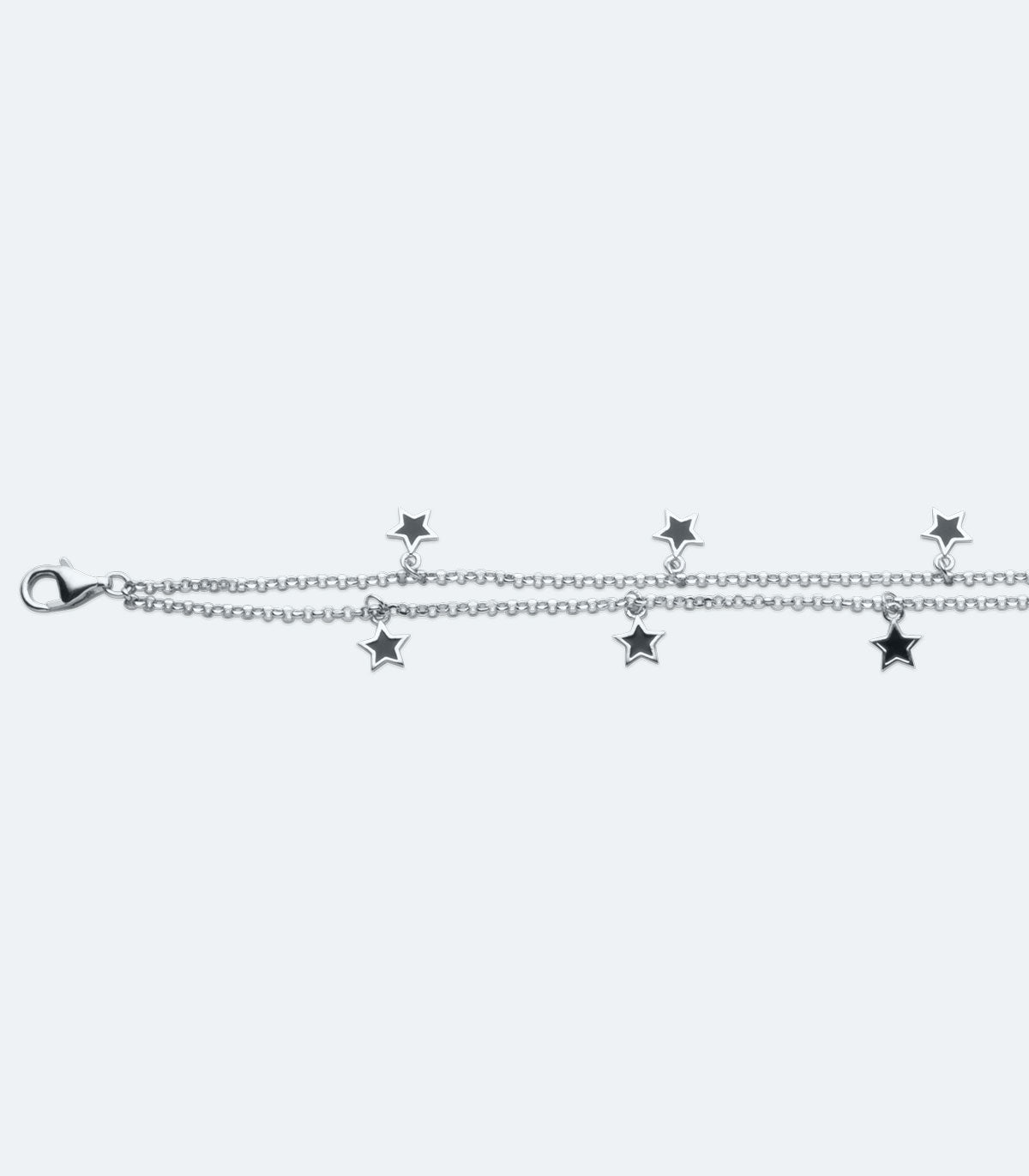 Black and Silver Stars Double Chain Bracelet - SSBR 288