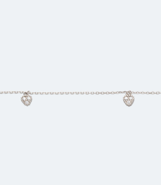 Fancy CZ Heart Charm Necklace  - SSCH 238