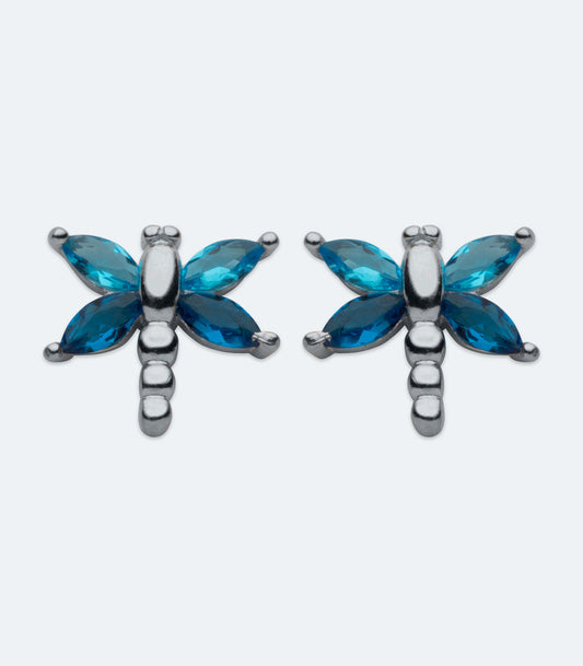 Dragonfly Blue CZ Earrings - SSER 387