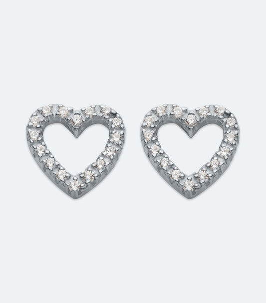 Small Open Heart CZ Earrings - SSER 393