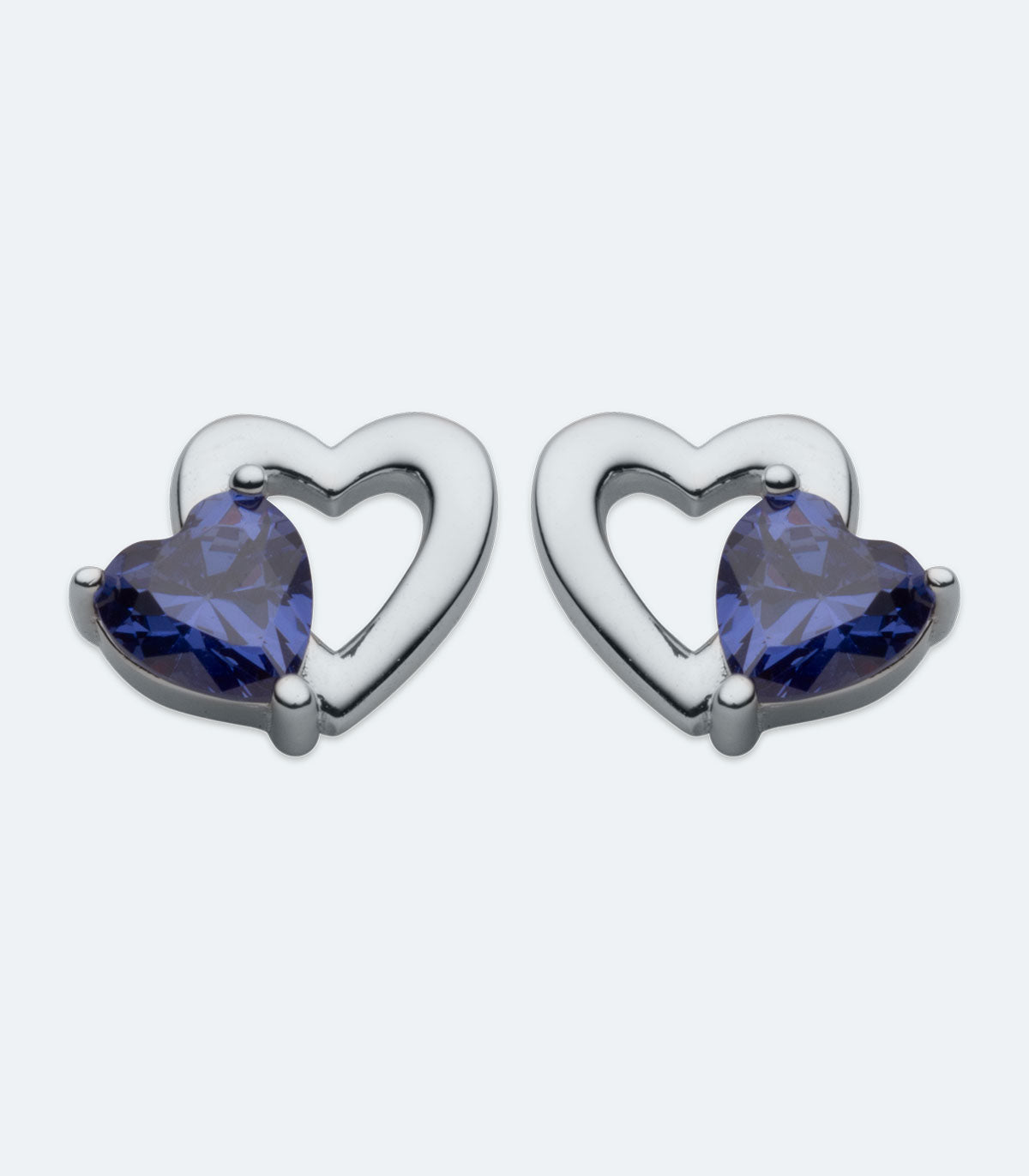 Open Heart with Tanzanite Blue Stone Earrings - SSER 401