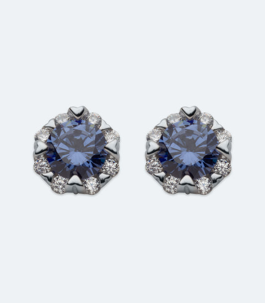 Tanzanite Blue Centre CZ Earrings - SSER 403