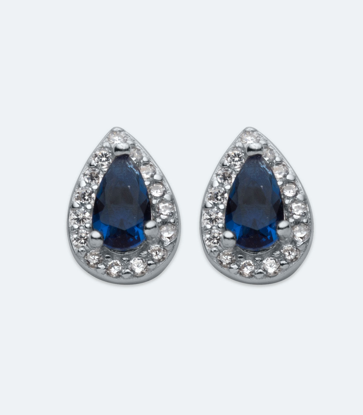 Blue Centre Stone Teardrop Earrings - SSER 407