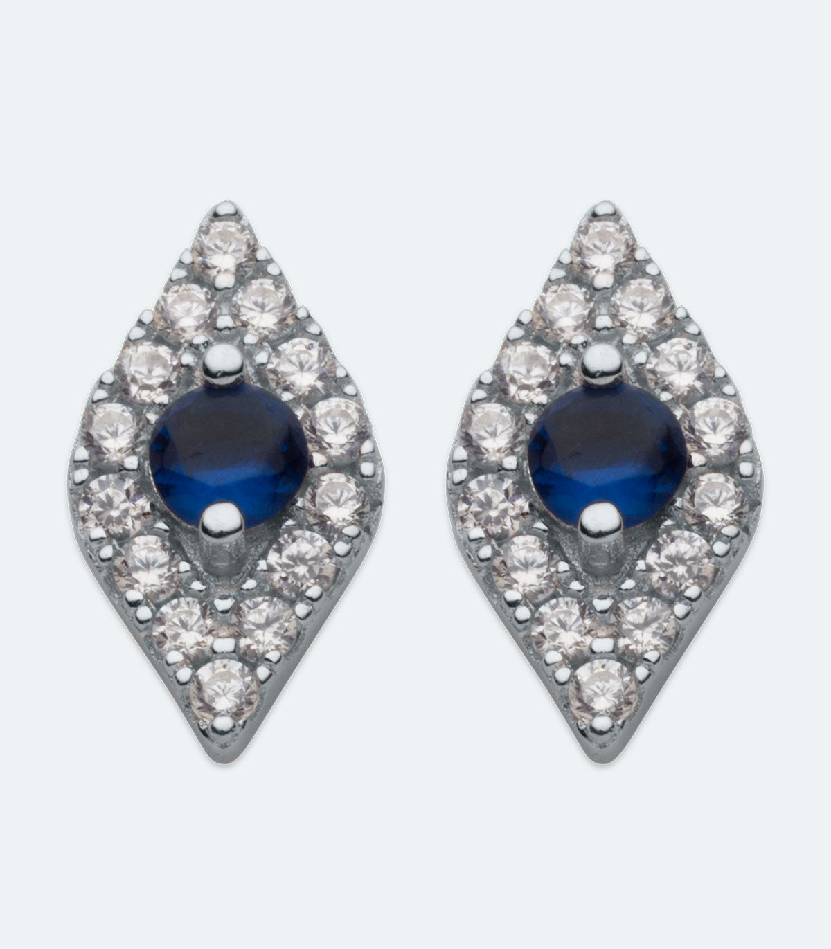 Blue Centre Stone Evil Eye Earrings - SSER 408